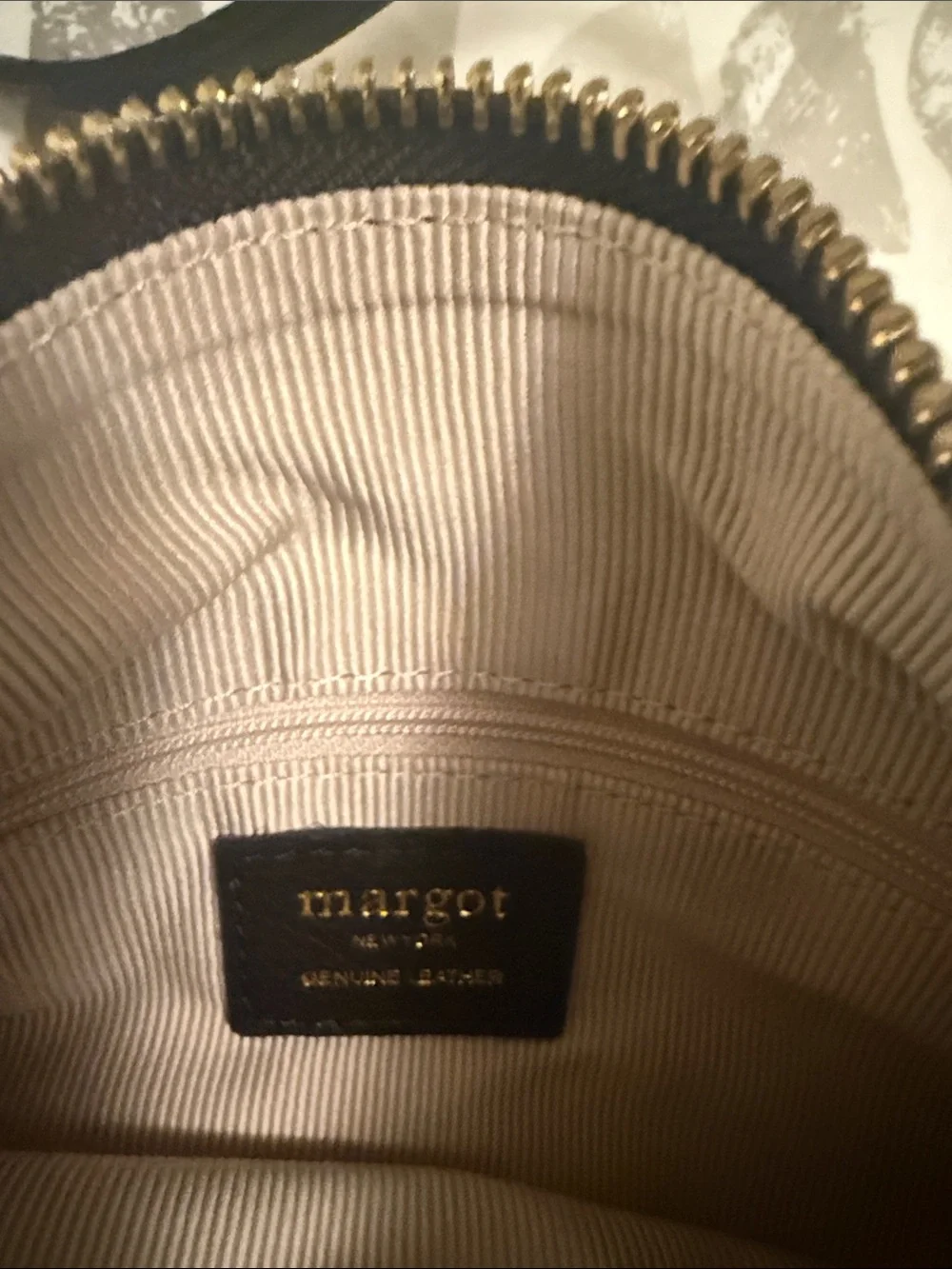 margot Black Leather Crossbody with Gold Charm